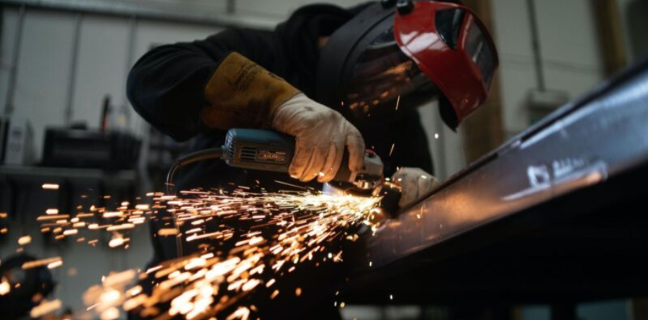 A picture of someone using a grinding wheel