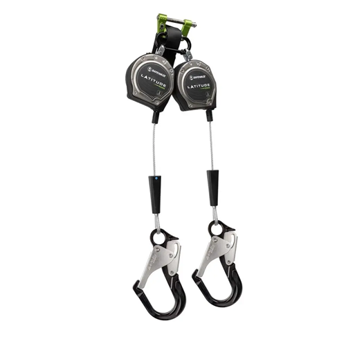 SAFEWAZE 8 ft Latitude Edge Dual Cable SRL-P, Aluminum Rebar Hooks 023-5358