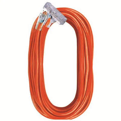 VOLTEC 100 ft 14/3 Orange and Black Lighted Triple Tap Extension Cord 05-00122