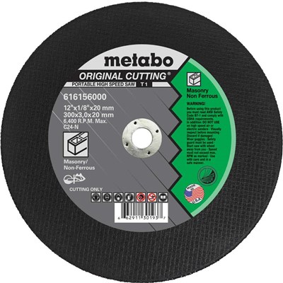 METABO 12 in x 1/8 in x 20mm Cut Off Wheel, Masonry 16156