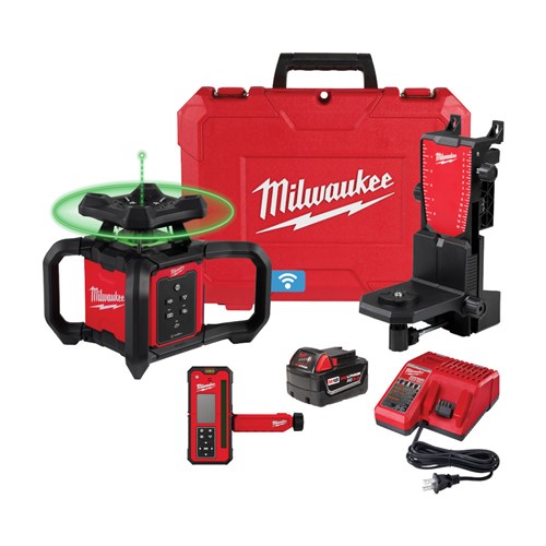 MILWAUKEE M18™ Green Interior Rotary Laser Level Kit w/ Remote/Receiver 3702-21