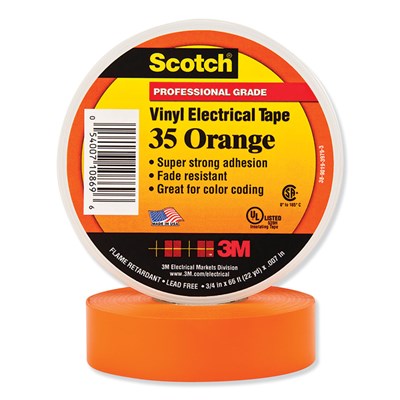 3M 3/4 ft x 66 ft Vinyl Electrical Tape Roll, Orange 3M-10869