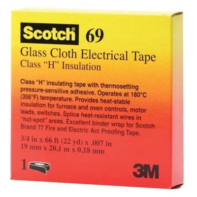 3M 3/4 in x 66 ft Glass Cloth Electrical Tape 3M-69