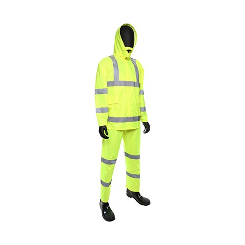 PIP Viz™ANSI Type R Class 3 Hi-Viz Lime Green Three-Piece Rainsuit , Large AT-HV100RS-L