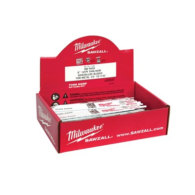 MILWAUKEE 6 in 18 TPI Thin Kerf Sawzall Blade, 100 pk 48-01-7184