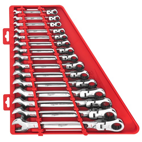 MILWAUKEE 15pc SAE Flex Head Ratcheting Combination Wrench Set 48-22-9413