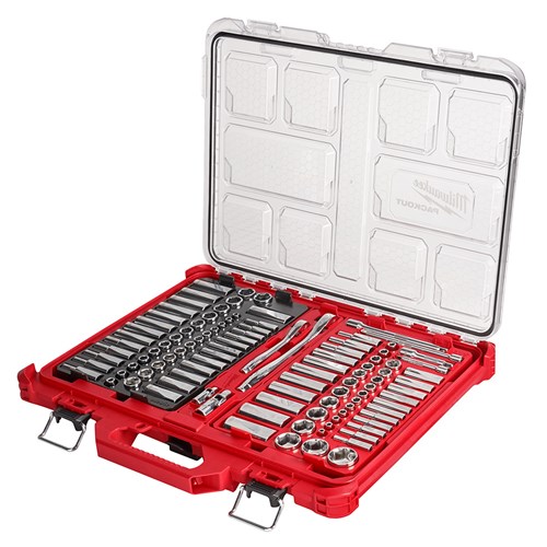 MILWAUKEE 106 Pc Ratchet/Socket Set w/ PACKOUT™ Low-Profile Organizer 48-22-9486