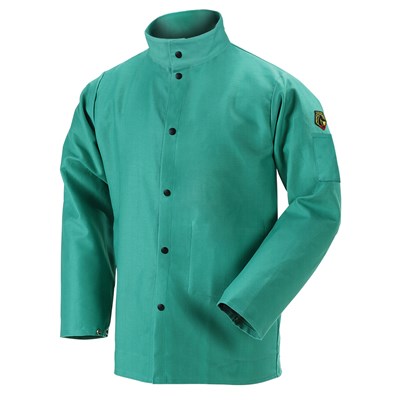 BLACK STALLION 12 oz Flame-Resistant Cotton Welding Jacket, 36 in Length, Large 60-2043