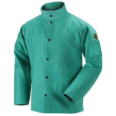 BLACK STALLION TruGuard™ 200 FR Cotton Welding Jacket, Green, X-Large 60-3034