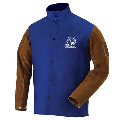 BLACK STALLION FR Cotton & Cowhide Hybrid Royal Blue Welding Jacket, 2X-Large 60-3295