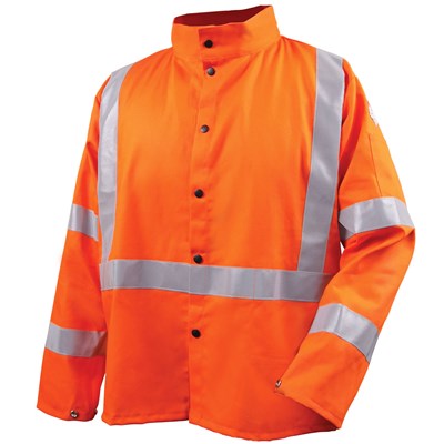 BLACK STALLION Safety Welding Jacket with FR Reflective Tape,  Safety Orange, 2X-Large 60-3530-2XL