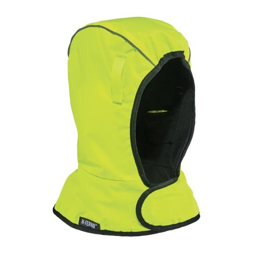 ERGODYNE N-Ferno® Hi-Viz Lime Winter Hard Hat Liner, 2-Layer, Shoulder Length ER-6842HV