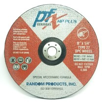 RANDOM PRODUCTS 4 1/2 in x 1/4 x 5/8-11 HPZ Ceramic Grinding Wheel 80707