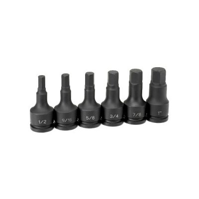 GREY PNEUMATIC 3/4 in DR Impact Hex Bit Socket Set, 1/2 in - 1 in 8096H