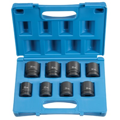 GREY PNEUMATIC 3/4 in DR Impact Socket Set, 26mm - 38mm 8134M