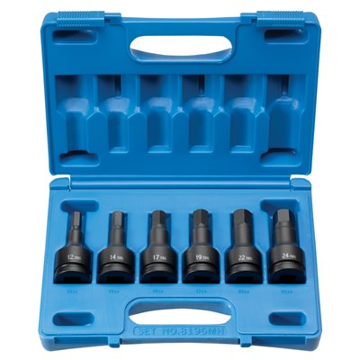 GREY PNEUMATIC 3/4 in DR Impact Hex Bit Socket Set 8196MH