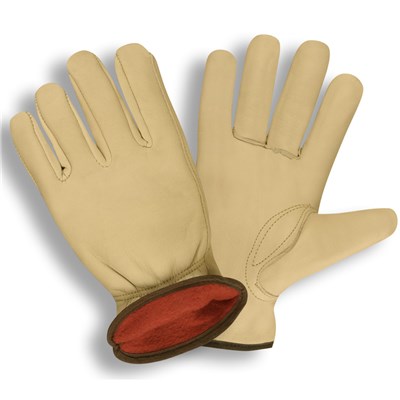 CORDOVA SAFETY PRODUCTS Leather Drivers Glove, Red Fleece Lined 8240XXXL