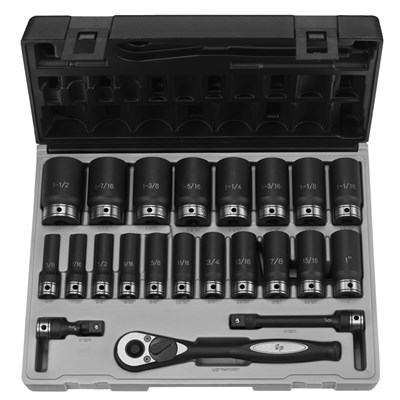 GREY PNEUMATIC 1/2 in DR Deep Length Duo Socket Set, 22 pc, 6 pt 82622D