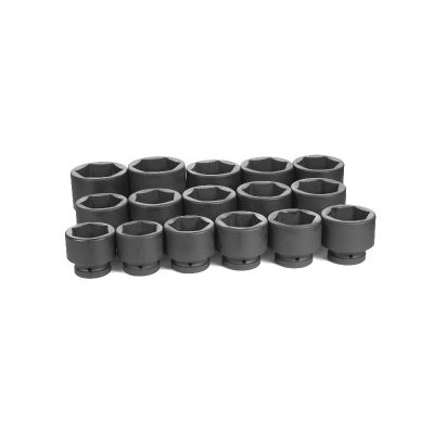 GREY PNEUMATIC 1 in DR Impact Socket Set, SAE 2-1/16 in - 3 in 9016