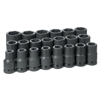 GREY PNEUMATIC 1 in DR Deep Impact Socket Set, 3/4 in - 2 in 9021D