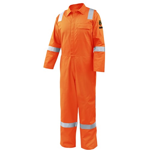 BLACK STALLION 7 oz. AR/FR Cotton Coverall w/ Reflective FR Tape, Orange, Large CF2117-OR/RTS-LARGE