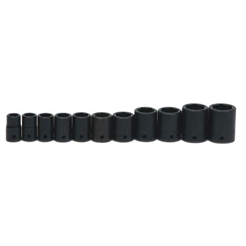 WILLIAMS 1/2 in Dr Standard Impact Socket Set, 6 Point, SAE 11 pc JHWWS-4-11RC