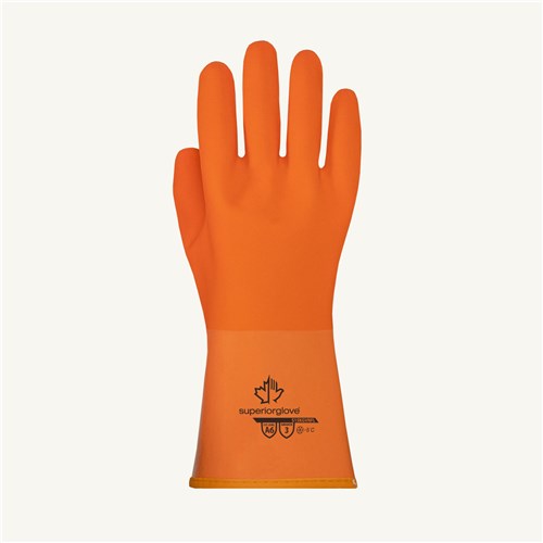 SUPERIOR GLOVE Chemstop™Hi-Viz Orange PVC Coated Chemical Resistance Glove, XL S15KGVNFL/10