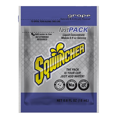 SQWINCHER Fast Pack® Single Serve Liquid Concentrate Drink Mix Packets, Case, Grape SQ015302