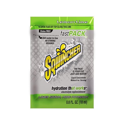 SQWINCHER Fast Pack® Single Serve Liquid Concentrate Drink Mix Packets, Case, Lemon-Lime SQ015308