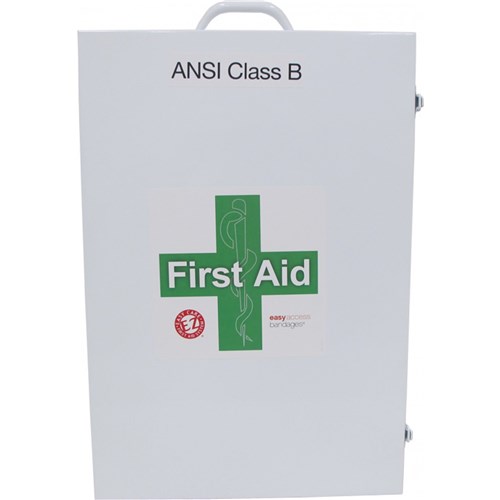 GENUINE FIRST AID First Aid Kit, Metal, ANSI Class B, 100 Person SS0097